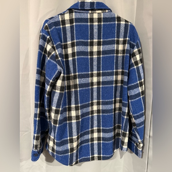 Blue Plaid Button-Up Shacket Size M/L | Vintage | Wool and Warm | Grunge Core - Picture 2 of 4